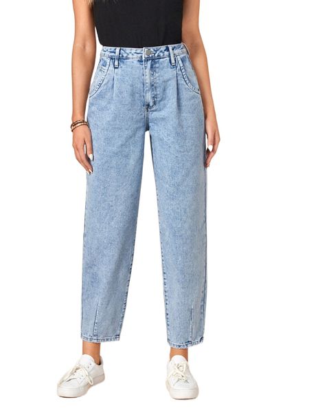 slant pocket mom fit jeans u7d6#, Blue
slant pocket mom fit jeans u7d6#, Blue