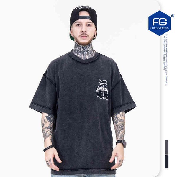 men's t-shirts fg menswear spring and summer chaopai high street letter embroidery reverse line craft washing short sleeve t-shirt men, White;black
men's t-shirts fg menswear spring and summer chaopai high street letter embroidery reverse line craft washing short sleeve t-shirt men, White;black