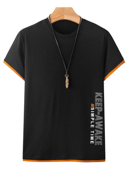 men letter graphic 2 in 1 tee e19i#, White;black