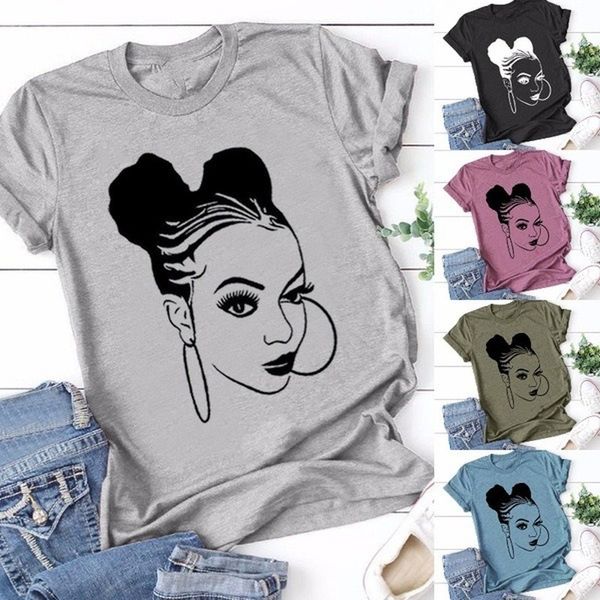 african girl print t shirt women short sleeve o neck loose tshirt summer tee camisetas mujer 220616, White
african girl print t shirt women short sleeve o neck loose tshirt summer tee camisetas mujer 220616, White