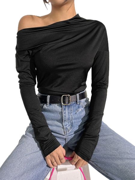 asymmetrical neck drop shoulder tee z4xs#, White