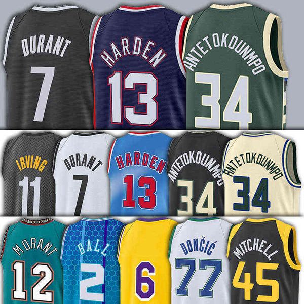 

Wholesale Custom 12 Ja Curry Durant Basketball Jerseys 7 Kev in 11 Kyrie Durant 13 Irving Harden Antetokounmpo 34 Giannis 12 Ja 77 Luka Morant Doncic Devin1, Men