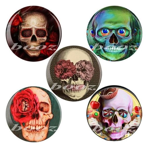 kubooz acrylic skull head flower ear stretcher plugs tunnels guages piercing earing body jewelry expander wholesale 6-25mm 60pcs, Silver
