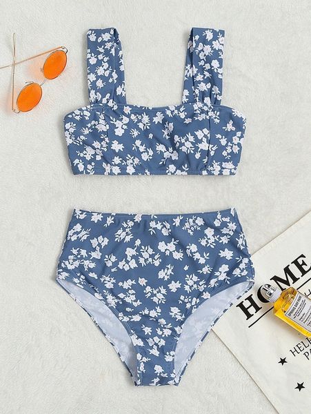 floral high waisted bikini swimsuit p23n#, White;black 
floral high waisted bikini swimsuit p23n#, White;black