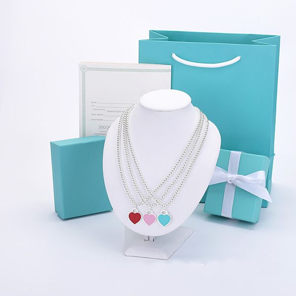 2022 brand original jewelry cuff designer enamel heart pendant necklace women's fashion simple high-end 4mm round bead chain, Silver
2022 brand original jewelry cuff designer enamel heart pendant necklace women's fashion simple high-end 4mm round bead chain, Silver