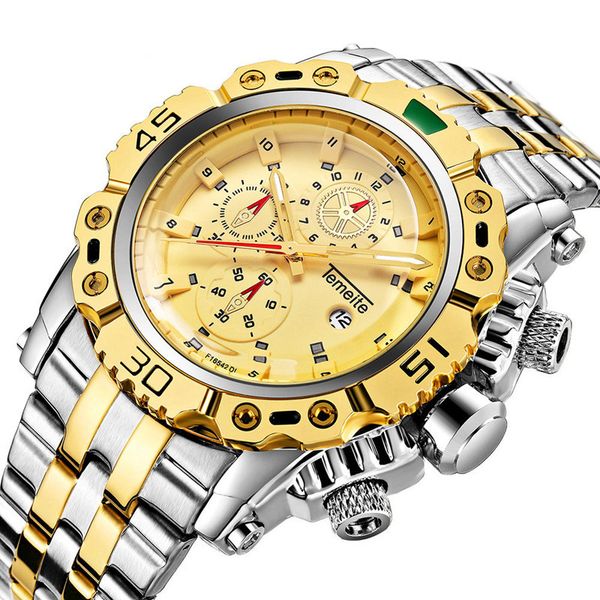 wristwatches temeite creative golden men quartz 3d dial design full steel calendar waterproof big watches clock, Slivery;brown
wristwatches temeite creative golden men quartz 3d dial design full steel calendar waterproof big watches clock, Slivery;brown