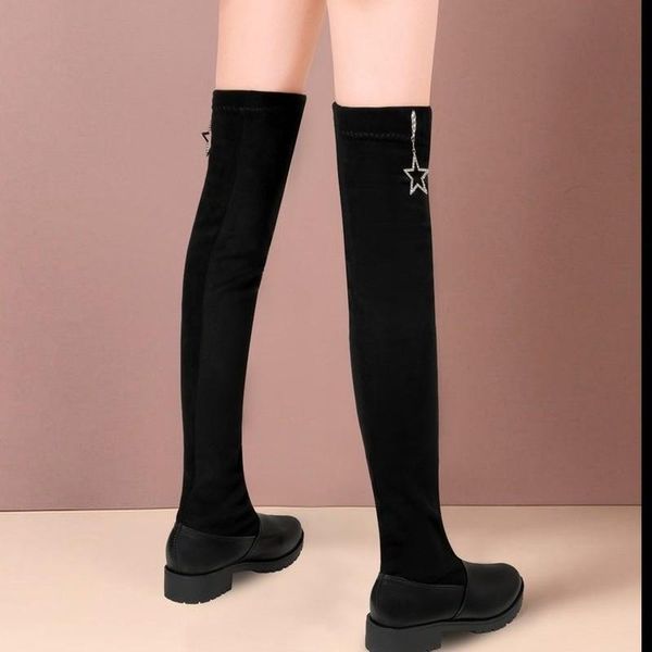 boots 2022 autumn and winter elastic leather knee-high women fashion round head metal decorative women's plus size 35---43, Black
boots 2022 autumn and winter elastic leather knee-high women fashion round head metal decorative women's plus size 35---43, Black