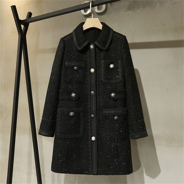 autumn winter women's tweed coat chic elegant sequins women coat b119 201222, Black
autumn winter women's tweed coat chic elegant sequins women coat b119 201222, Black
