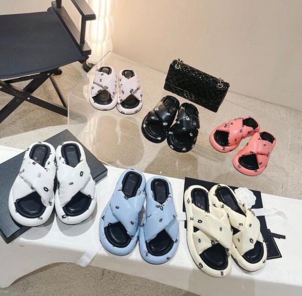 letter cross slippers cloud sandals luxury designer women shoes leather upper sheepskin foot leather outsole, Black
letter cross slippers cloud sandals luxury designer women shoes leather upper sheepskin foot leather outsole, Black