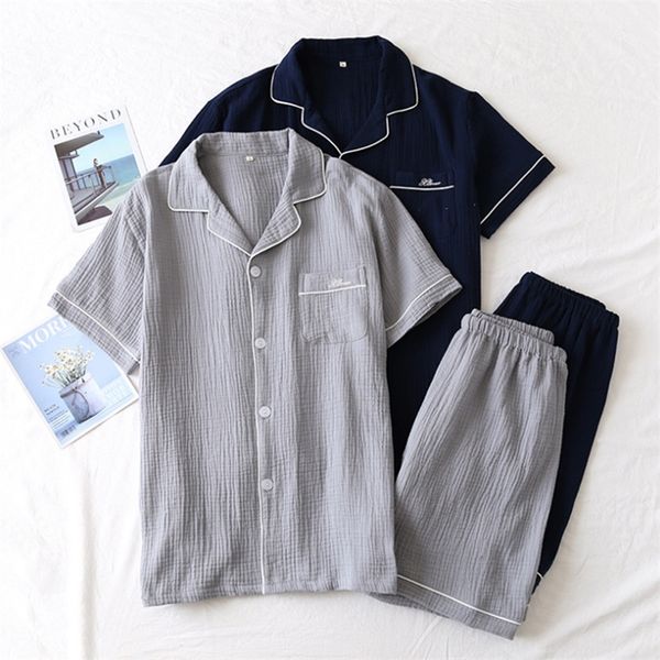 new european version sleepwear plus size pajama sets men s summer short sleeved shorts 100 cotton household solid pyjamas suits lj201112, Black;brown
new european version sleepwear plus size pajama sets men s summer short sleeved shorts 100 cotton household solid pyjamas suits lj201112, Black;brown