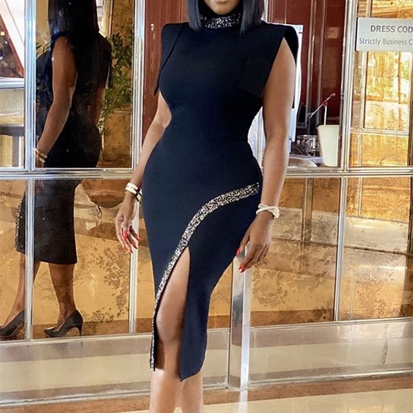 women summer turtleneck beading split midi black bodycon bandage dress elegant evening party vestidos 220520, Black;gray
women summer turtleneck beading split midi black bodycon bandage dress elegant evening party vestidos 220520, Black;gray