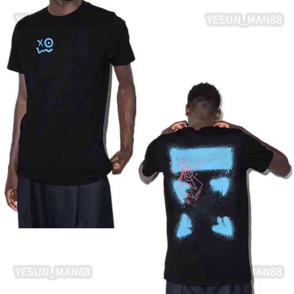 designer luxury summer off classic t shirt speckle smiley face spray painting printed fashion mens and womens short sleeves white black tee 
designer luxury summer off classic t shirt speckle smiley face spray painting printed fashion mens and womens short sleeves white black tee