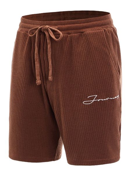 men letter embroidery drawstring waist track shorts i6hh#, White;black