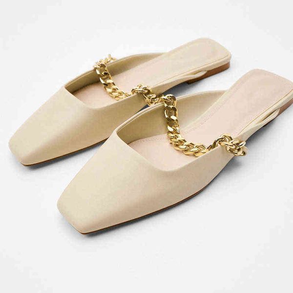 women's single shoes 2022 new french flat bottomed semi fashion wear chain square head slippers, Black
women's single shoes 2022 new french flat bottomed semi fashion wear chain square head slippers, Black