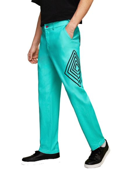 x 7tastik men geo print straight leg pants o6en#, Black