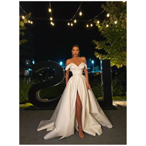 off the shoulder side split pants wedding gowns white satin outfit overskirt country bridal dresses robe de marriage
off the shoulder side split pants wedding gowns white satin outfit overskirt country bridal dresses robe de marriage