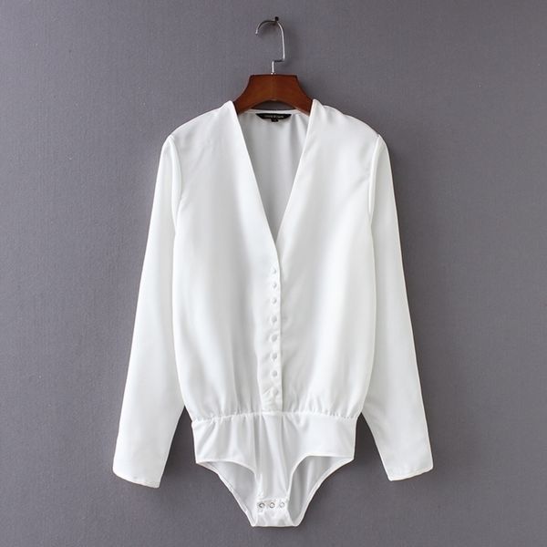women elegant v neck single breasted black white color bodysuits shirt casual siamese blouse playsuits feminina blusas ls2708 y200401 
women elegant v neck single breasted black white color bodysuits shirt casual siamese blouse playsuits feminina blusas ls2708 y200401