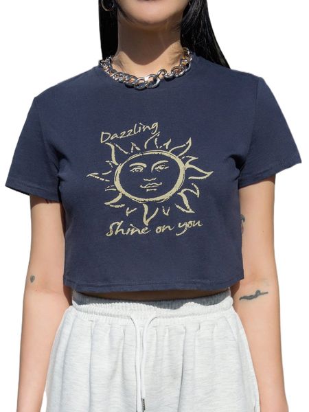dazy sun & slogan print tee w2ti#, White