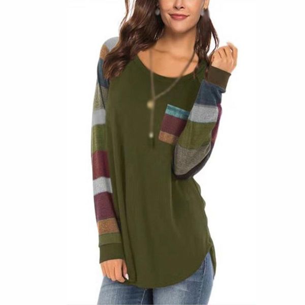 women's t-shirt autumn womens casual striped t-shirts color block round neck fornt pocket blouses long sleeve basic tunic pullover, White
women's t-shirt autumn womens casual striped t-shirts color block round neck fornt pocket blouses long sleeve basic tunic pullover, White