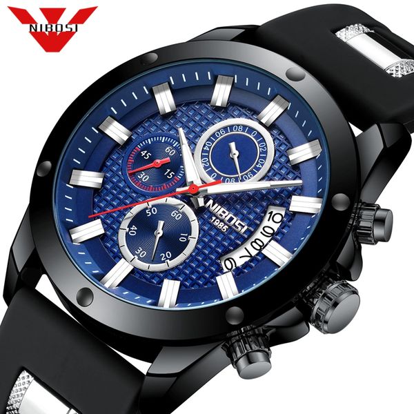nibosi new fashion men watches blue silicone strap brand luxury sport chronograph male quartz watch men relogio masculino, Silver
nibosi new fashion men watches blue silicone strap brand luxury sport chronograph male quartz watch men relogio masculino, Silver