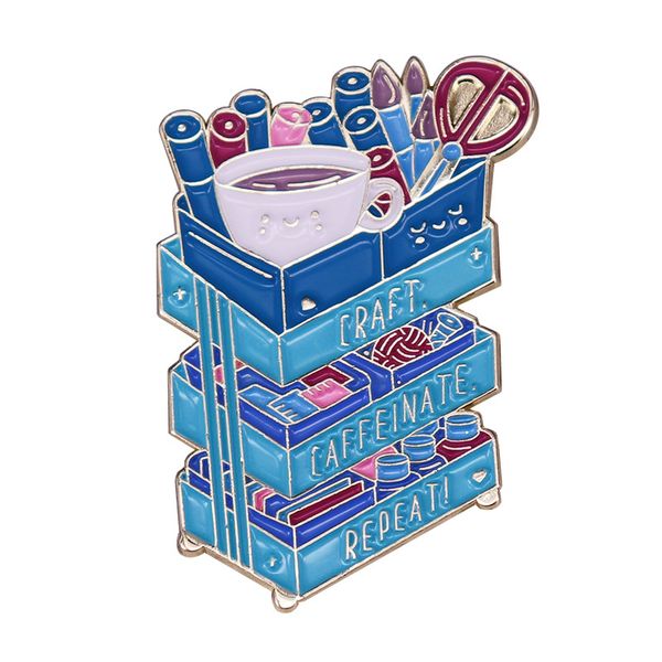 caffeinate repeat brooch a cart full of art & craft-supplies and a beverage enamel pin badge novelty jewellery gifts, Blue
caffeinate repeat brooch a cart full of art & craft-supplies and a beverage enamel pin badge novelty jewellery gifts, Blue