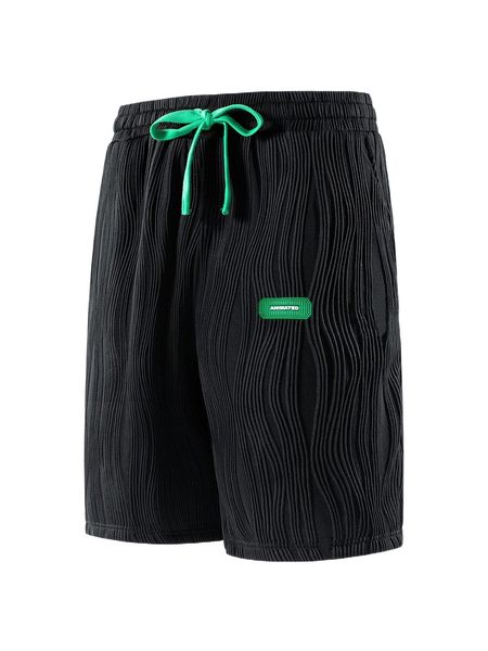 men textured letter patched detail drawstring waist shorts m0ry#, White;black
men textured letter patched detail drawstring waist shorts m0ry#, White;black