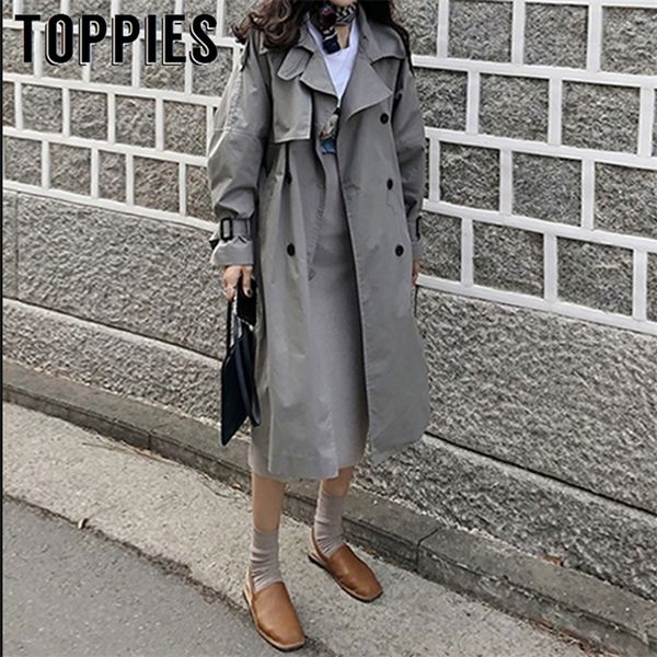 2020 spring oversized long trench coat women double breasted loose coat korean windbreaker casual outwear lj200903, Tan;black
2020 spring oversized long trench coat women double breasted loose coat korean windbreaker casual outwear lj200903, Tan;black