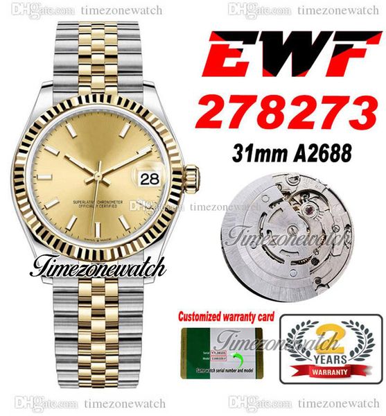 ewf 31mm 278273 a2688 automatic womens ladies watch two tone yellow gold champagne stick dial jubileesteel bracelet super edition same seria, Slivery;brown
ewf 31mm 278273 a2688 automatic womens ladies watch two tone yellow gold champagne stick dial jubileesteel bracelet super edition same seria, Slivery;brown