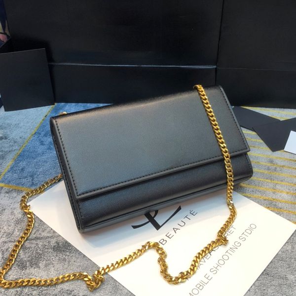 2022 new genuine leather bag necklace tassel drop flap gold buckle one shoulder crossbody envelope package fashion all-match wallet women pu