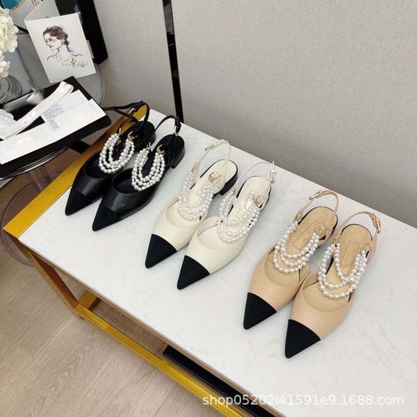 sandals small fragrant pearl sandals women's french pointed color matching flat sole single shoes low heel hollow, Black
sandals small fragrant pearl sandals women's french pointed color matching flat sole single shoes low heel hollow, Black