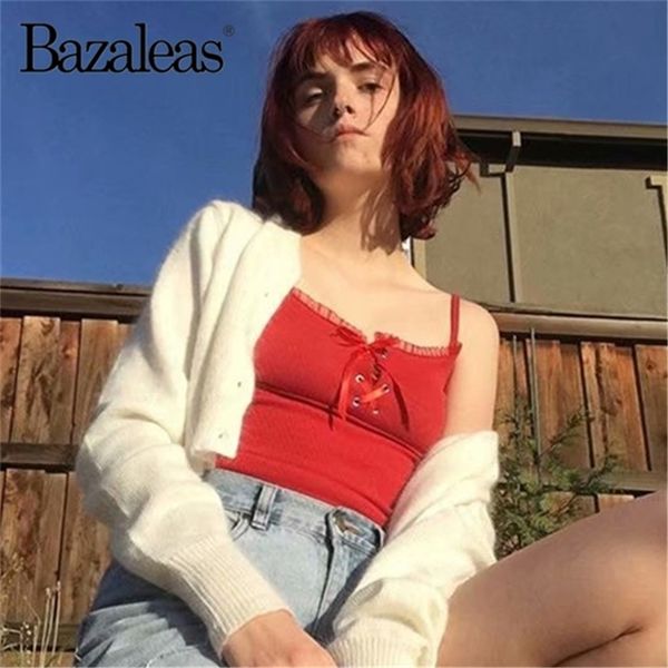 bazaleas red fashion slim women tank center bow cropped camis lace patchwork women crop casual drop shipping t200728, White
bazaleas red fashion slim women tank center bow cropped camis lace patchwork women crop casual drop shipping t200728, White