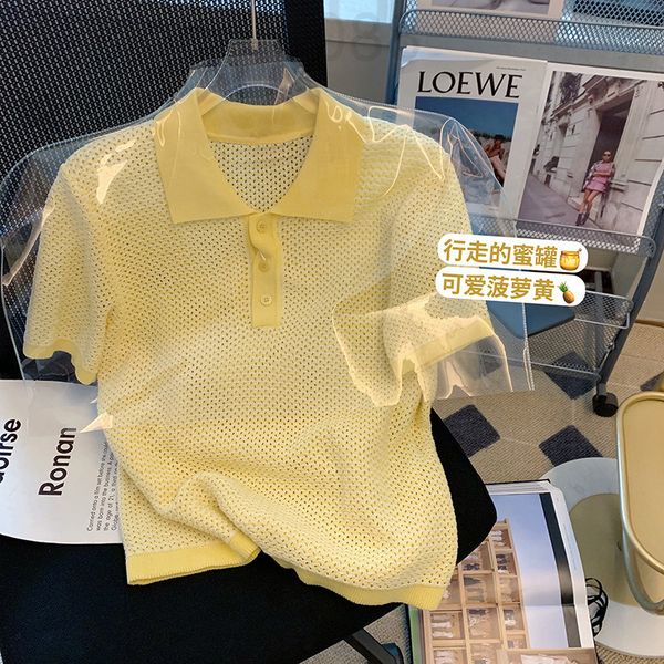 women's t-shirt designer french lapel hollowed out sweater women's 2022 summer new design sense short sleeve polo fir casual short, White
women's t-shirt designer french lapel hollowed out sweater women's 2022 summer new design sense short sleeve polo fir casual short, White
