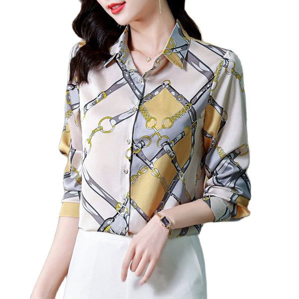 vintage elegant chain print shirt long sleeve women designer luxury silk blouses lapel casual lady office button down shirts 2022 spring aut, White
vintage elegant chain print shirt long sleeve women designer luxury silk blouses lapel casual lady office button down shirts 2022 spring aut, White