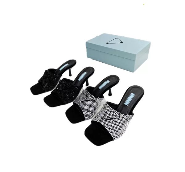 full diamond women's high-heeled slippers leather outsole 2022 designer shoes complete package size 35-40, Black
full diamond women's high-heeled slippers leather outsole 2022 designer shoes complete package size 35-40, Black