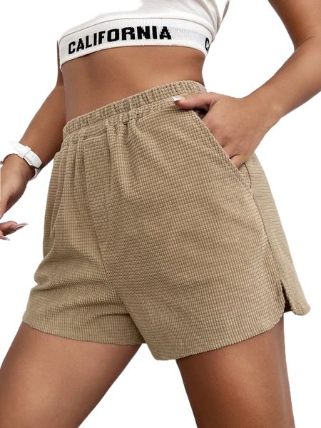 high waist split hem shorts z8zt#, White;black 
high waist split hem shorts z8zt#, White;black
