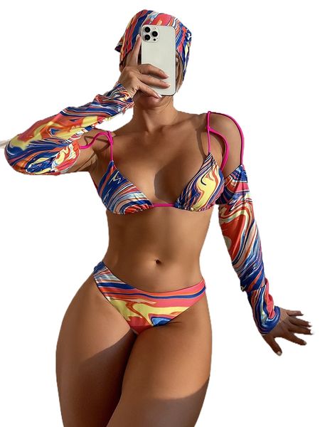 3pack fluid pattern long sleeve bikini swimsuit & bandana 91h9#, White;black
3pack fluid pattern long sleeve bikini swimsuit & bandana 91h9#, White;black