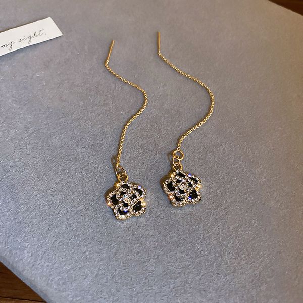 925 silver stud rhinestone-encrusted drop oil camellia hanging earrings tassel long personalized earrings womens korean-style eardrop whole, Golden
925 silver stud rhinestone-encrusted drop oil camellia hanging earrings tassel long personalized earrings womens korean-style eardrop whole, Golden