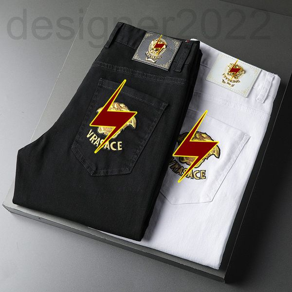 men's jeans designer summer fashion brand jeans men's korean version embroidery personalized elastic slim straight leg pants thin, Blue
men's jeans designer summer fashion brand jeans men's korean version embroidery personalized elastic slim straight leg pants thin, Blue