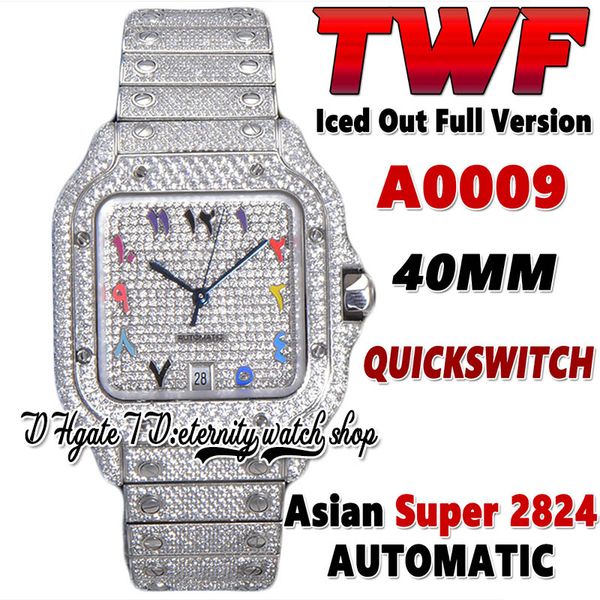 2022 twf sa0009 paved diamonds eta a2824 automatic mens watch fully iced out diamond rainbow arabic dial quick switch steel bracelet super e, Slivery;brown
2022 twf sa0009 paved diamonds eta a2824 automatic mens watch fully iced out diamond rainbow arabic dial quick switch steel bracelet super e, Slivery;brown