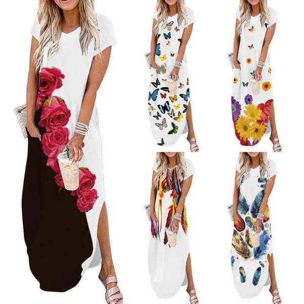 luxury designer women's dresses 2022 spring / summer print v-neck short sleeve loose pocket long dresses, Black;gray
luxury designer women's dresses 2022 spring / summer print v-neck short sleeve loose pocket long dresses, Black;gray
