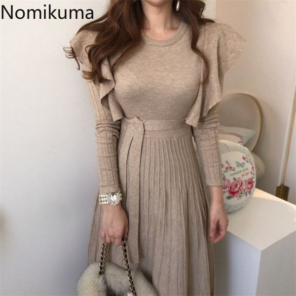 nomikuma fashion new sweater dress women ruffles slim waist long sleeve a line pleated dresses winter clothes robe mujer lj201114, Black;gray
nomikuma fashion new sweater dress women ruffles slim waist long sleeve a line pleated dresses winter clothes robe mujer lj201114, Black;gray