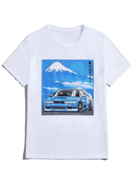 romwe guys car print tee z17e#, White;black