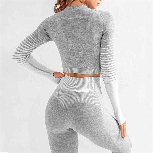 athvotar seamless two piece set women long sleeve crop sport leggings tracksuit fitness gym suits for women 210331, Gray
athvotar seamless two piece set women long sleeve crop sport leggings tracksuit fitness gym suits for women 210331, Gray