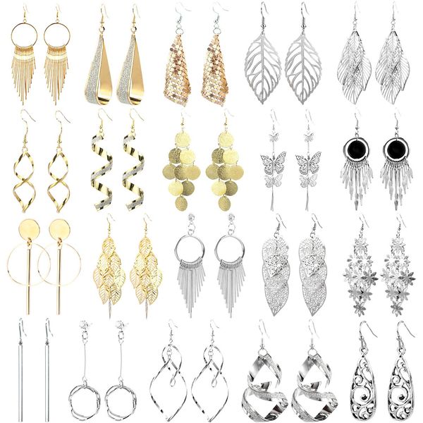 charm 20 pairs alloy earrings with gold sliver styles of for women girls jewelry fashion and valentine birthday party amysv, Golden
