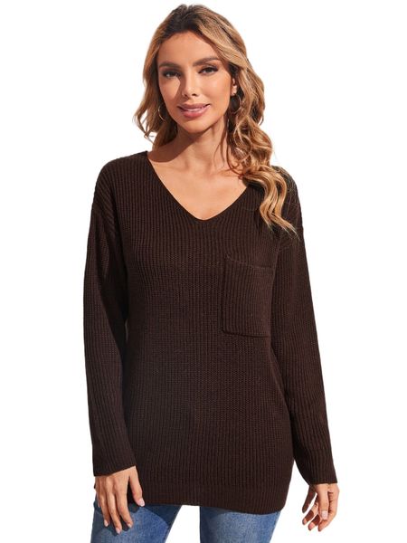 drop shoulder ribbed knit sweater z59l#, White;black
drop shoulder ribbed knit sweater z59l#, White;black