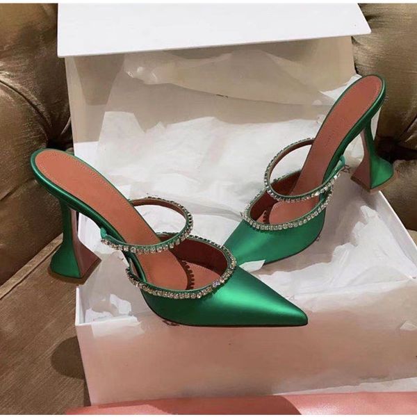2022 sandals rhinestone satin ladies high heels slippers elegant pointed muller slippers summer fashion party prom shoes, Black
2022 sandals rhinestone satin ladies high heels slippers elegant pointed muller slippers summer fashion party prom shoes, Black