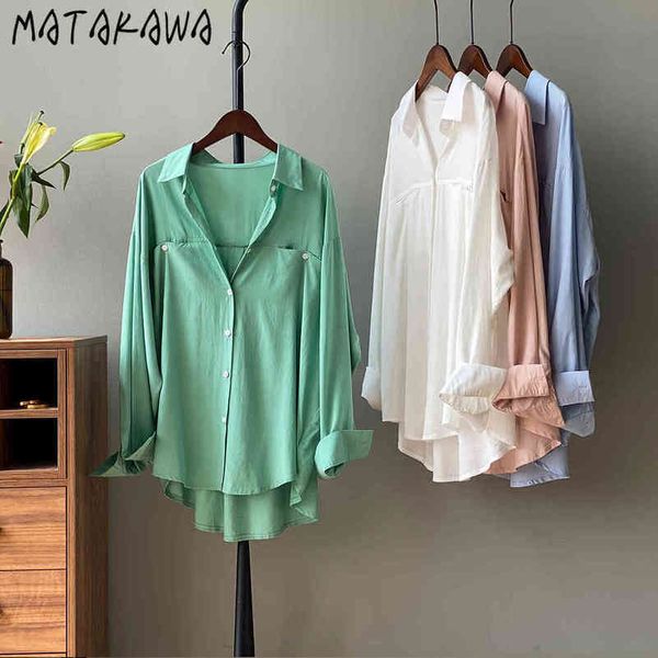 womens shirt spring korean loose turndown collar women blouses casual breathable drape blusas longsleeved shirts 210506, White
womens shirt spring korean loose turndown collar women blouses casual breathable drape blusas longsleeved shirts 210506, White