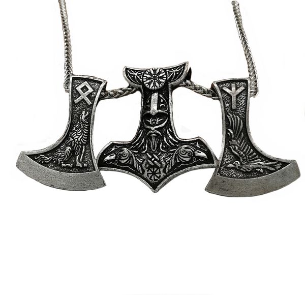 pendant necklaces goat hammer raven rune axe necklace men collier viking pagan jewelry, Silver
pendant necklaces goat hammer raven rune axe necklace men collier viking pagan jewelry, Silver