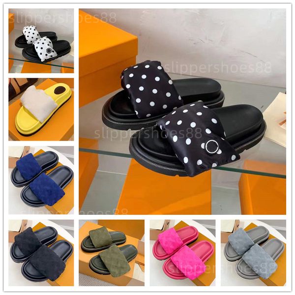 pool pillow flat comfort mules designer slippers slides sandals velcro sandal satin wide strap embossed flats slide rubber outsole platform, Black
pool pillow flat comfort mules designer slippers slides sandals velcro sandal satin wide strap embossed flats slide rubber outsole platform, Black