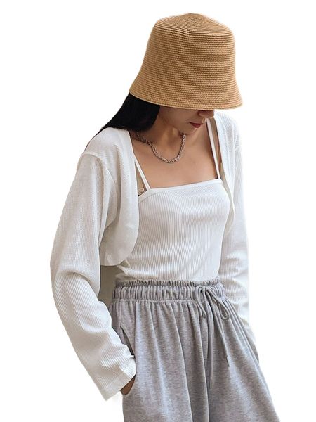 dazy drop shoulder open front without camisole 20et#, White